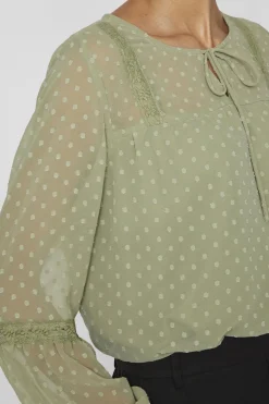 Vila Blusa manga larga plumeti Verde oscuro Clearance