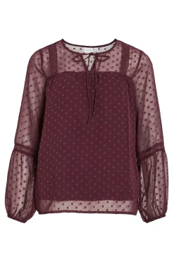 Vila Blusa manga larga plumeti Granate Outlet