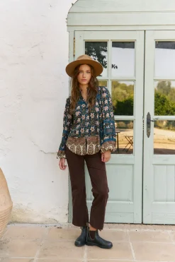 Jaase Blusa nadia estampado Nomade Estampado azul Clearance