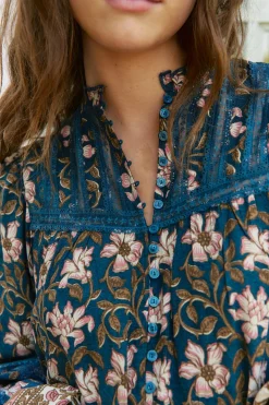 Jaase Blusa nadia estampado Nomade Estampado azul Clearance