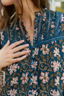 Jaase Blusa nadia estampado Nomade Estampado azul Clearance