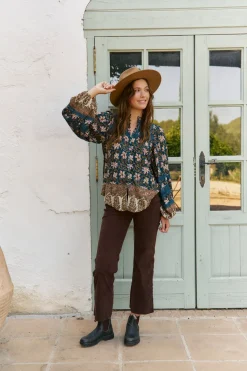 Jaase Blusa nadia estampado Nomade Estampado azul Clearance