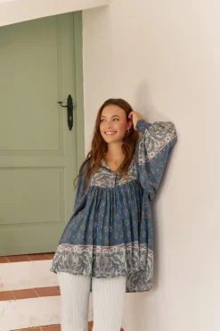 Jaase Blusa Paloma estampado Nico Azul Clearance