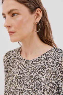 Cortefiel Blusa plisada Estampado blanco Discount