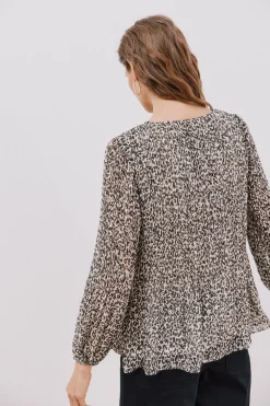 Cortefiel Blusa plisada Estampado blanco Discount