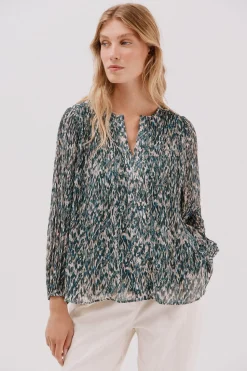 Cortefiel Blusa plisada contraste Multicolor