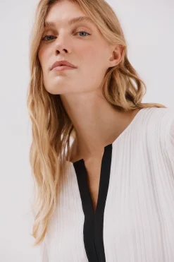 Cortefiel Blusa plisada contraste Blanco Best