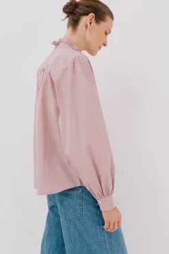 Cortefiel Blusa rayas cuello volantes Rosa Online