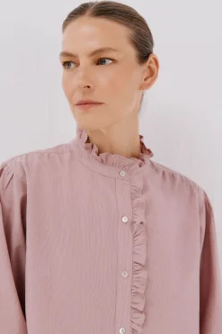 Cortefiel Blusa rayas cuello volantes Rosa Online