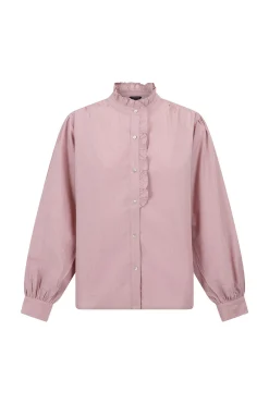 Cortefiel Blusa rayas cuello volantes Rosa Online