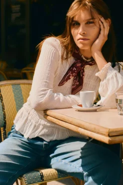 Springfield Blusa romántica gomas marrón Sale