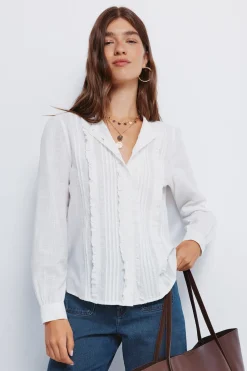 Springfield Blusa romántica schiffly marrón