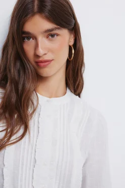 Springfield Blusa romántica schiffly marr&oacute;n