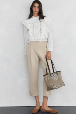 Pedro del Hierro Blusa romántica volante Blanco Discount