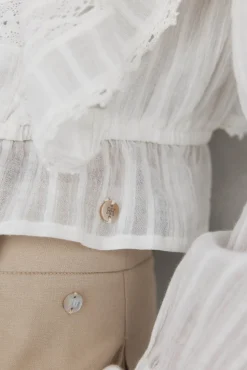 Pedro del Hierro Blusa romántica volante Blanco Discount