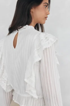 Pedro del Hierro Blusa romántica volante Blanco Discount