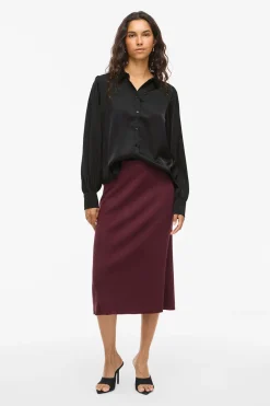 Vila Blusa satinada de manga larga Negro Best