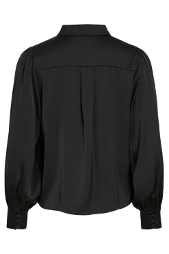 Vila Blusa satinada de manga larga Negro Best