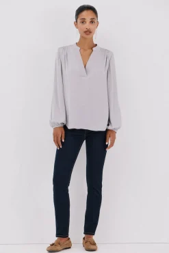 Cortefiel Blusa satinada fluida Gris oscuro