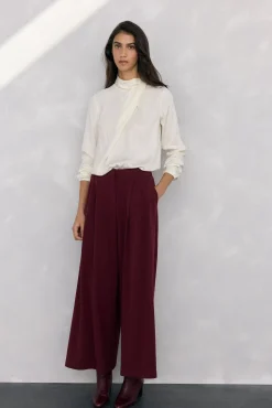 Pedro del Hierro Blusa satén cuello subido Crudo Sale