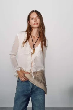 High Spirits Blusa Twisty beige New