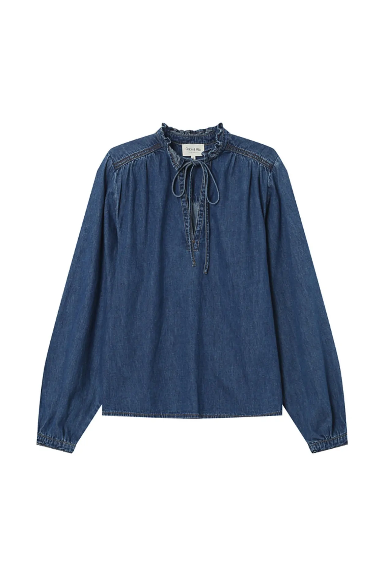 Grace & Mila Blusa vaquera de manga larga Azul oscuro