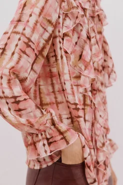 Cortefiel Blusa volante delantero Estampado blanco