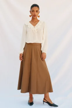 Cortefiel Blusa volantes Blanco Clearance