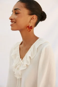 Cortefiel Blusa volantes Blanco Clearance