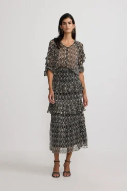 Silbon Blusa volantes estampado Multicolor Sale