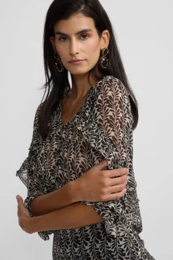 Silbon Blusa volantes estampado Multicolor Sale