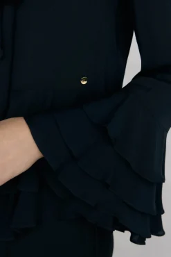 Pedro del Hierro Blusa volantes lazada Negro New