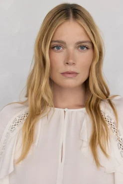 Pedro del Hierro Blusa volantes puntilla Crudo Sale