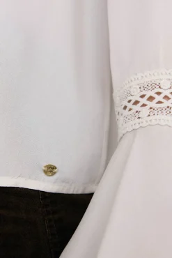 Pedro del Hierro Blusa volantes puntilla Crudo Sale