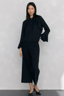 Pedro del Hierro Blusa volantes puntilla Negro Sale