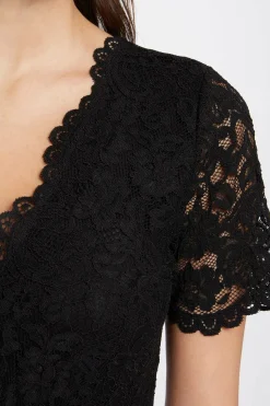 Morgan Body manga corta con encaje Negro Best
