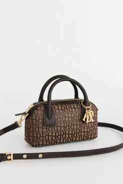 Pedro del Hierro Bolso bowling jacquard mini Marr&oacute;n Outlet