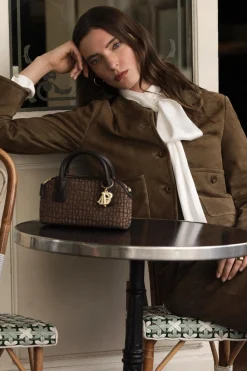 Pedro del Hierro Bolso bowling jacquard mini Marr&oacute;n Outlet