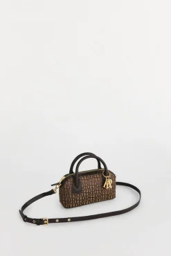 Pedro del Hierro Bolso bowling jacquard mini Marr&oacute;n Outlet