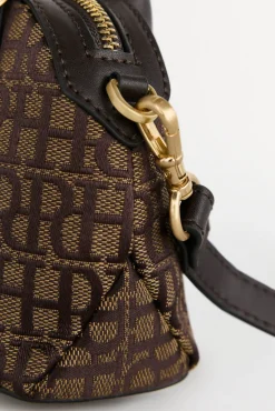 Pedro del Hierro Bolso bowling jacquard mini Marr&oacute;n Outlet