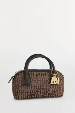 Pedro del Hierro Bolso bowling jacquard mini Marr&oacute;n Outlet