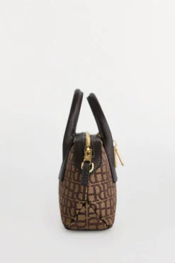 Pedro del Hierro Bolso bowling jacquard mini Marr&oacute;n Outlet
