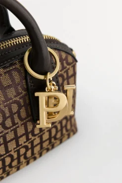 Pedro del Hierro Bolso bowling jacquard mini Marr&oacute;n Outlet