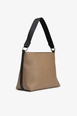 Vilanova Bolso de Hombro con Aros Metálicos Beige