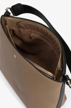 Vilanova Bolso de Hombro con Aros Metálicos Beige