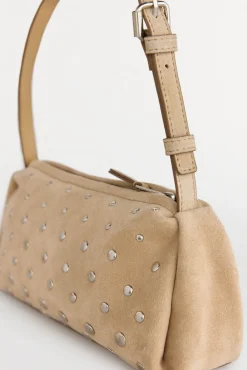 Pedro del Hierro Bolso de hombro con tachas en piel Crudo New