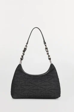 Pedro del Hierro Bolso hobo acolchado con asa de piel y cadena Negro Discount