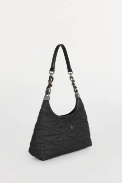 Pedro del Hierro Bolso hobo acolchado con asa de piel y cadena Negro Discount
