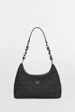 Pedro del Hierro Bolso hobo acolchado con asa de piel y cadena Negro Discount