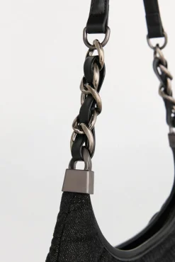 Pedro del Hierro Bolso hobo acolchado con asa de piel y cadena Negro Discount